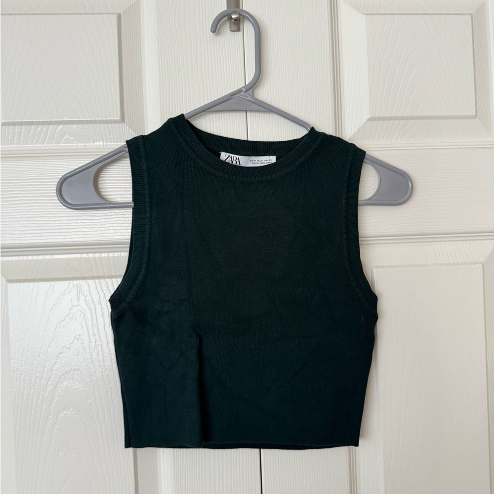 Zara Deep Green Knit Tank Sweater